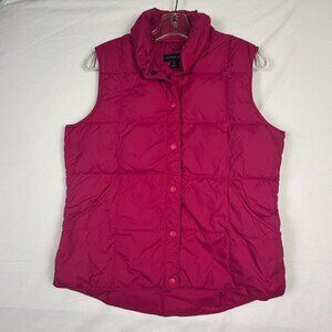 Land's End Women's S 6-8‎ Down Puffer Vest Hot Pink Nylon Quilted Snap Warm